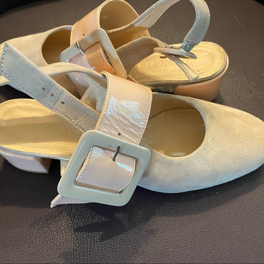 Girotti petal pink block heel sling back shoes